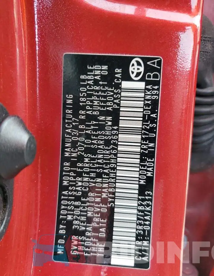 5YFBURHE9HP673694 Photo# 12