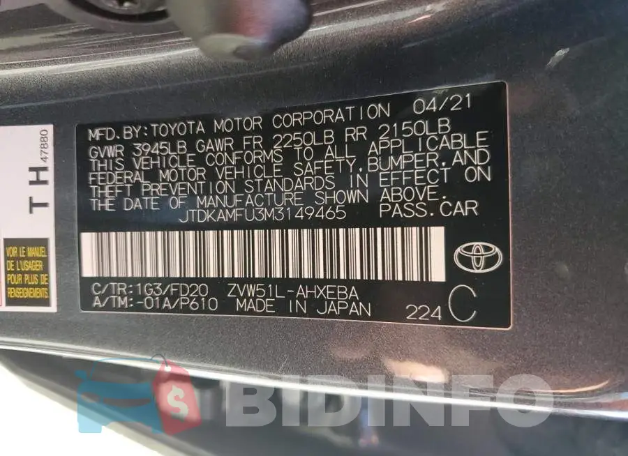 JTDKAMFU3M3149465 Photo# 12