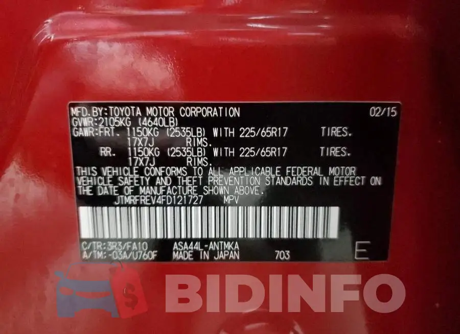 JTMRFREV4FD121727 Photo# 13