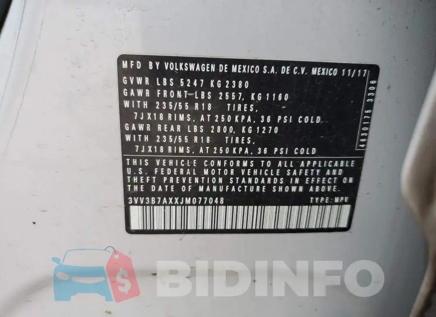 3VV3B7AXXJM077048 Photo# 13
