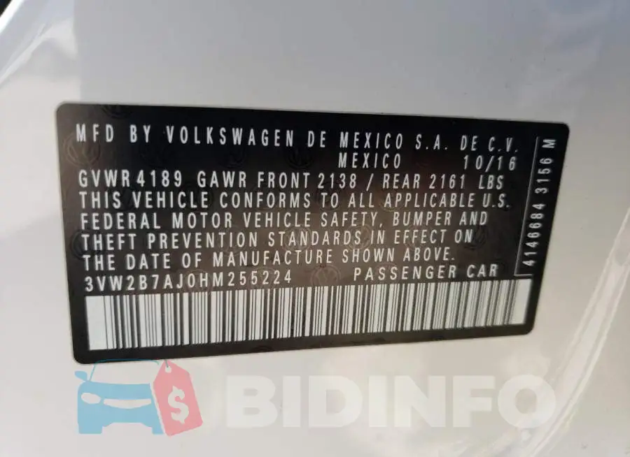 3VW2B7AJ0HM255224 Photo# 12
