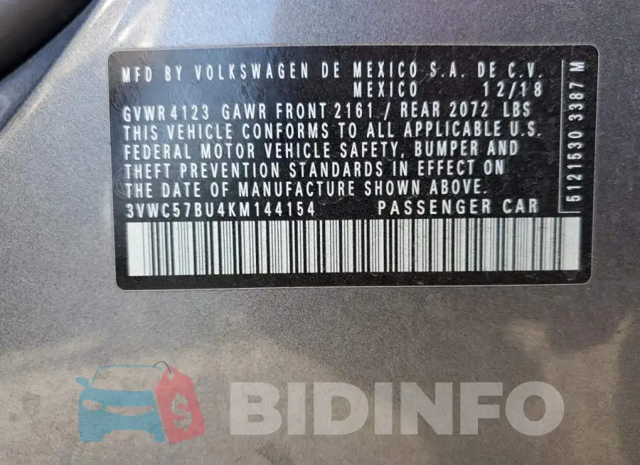 3VWC57BU4KM144154 Photo# 12