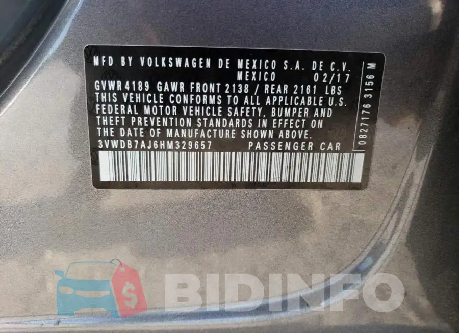 3VWDB7AJ6HM329657 Photo# 12