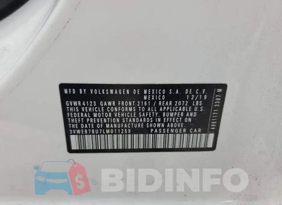 3VWEB7BU7LM011259 Photo# 12