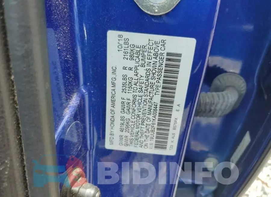 19UUB2F61KA008447 Photo# 12
