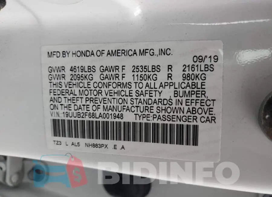 19UUB2F68LA001948 Photo# 13