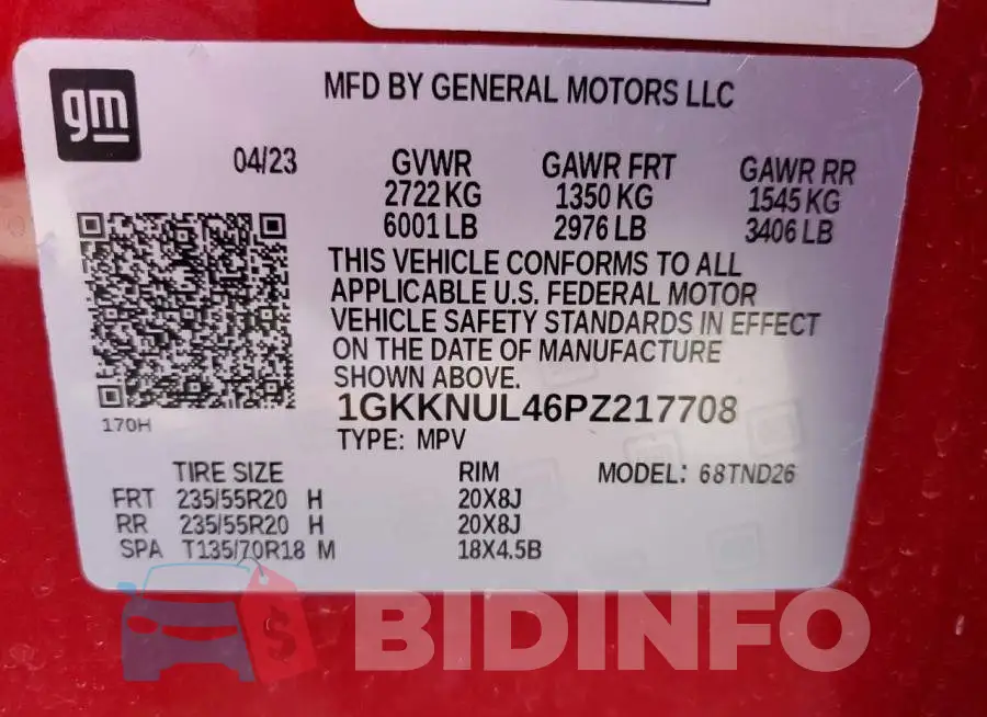 1GKKNUL46PZ217708 Photo# 14