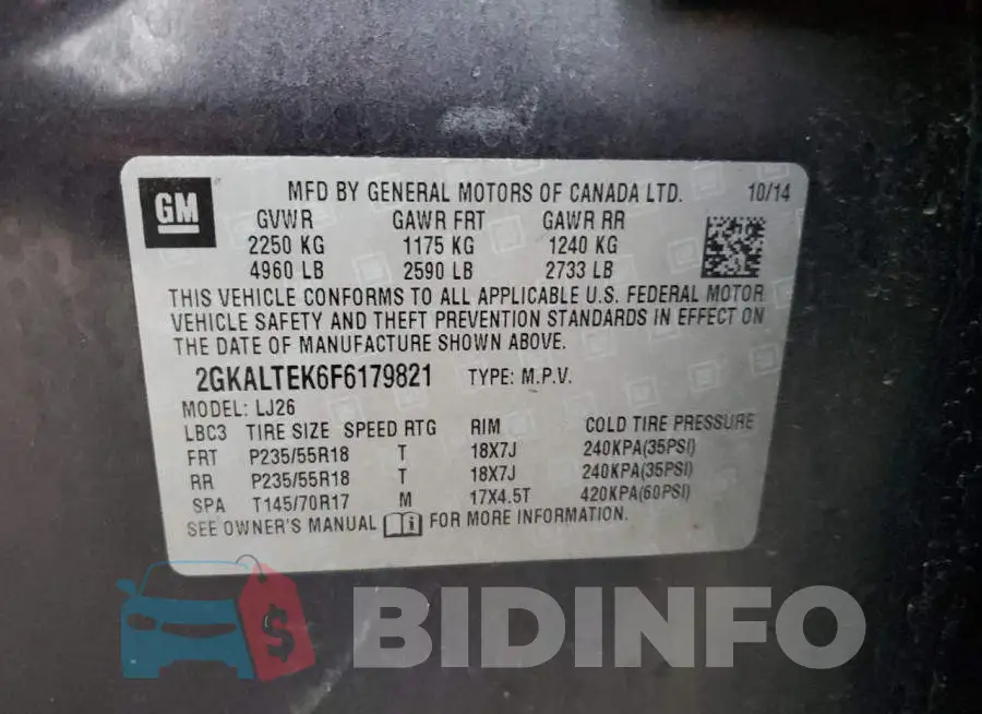 2GKALTEK6F6179821 Photo# 13