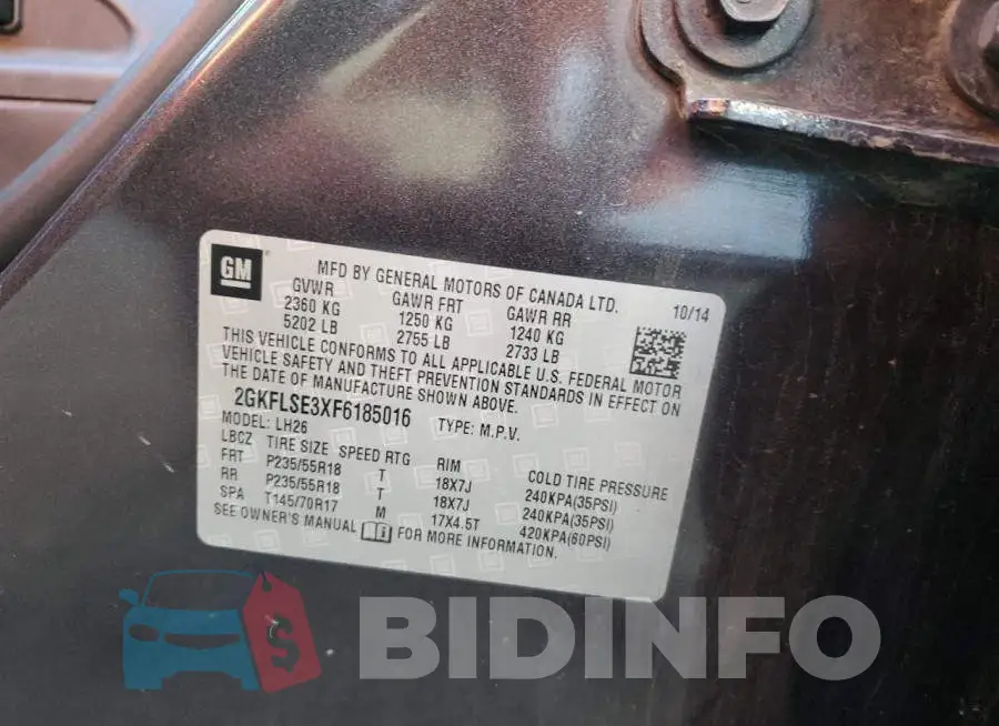 2GKFLSE3XF6185016 Photo# 12