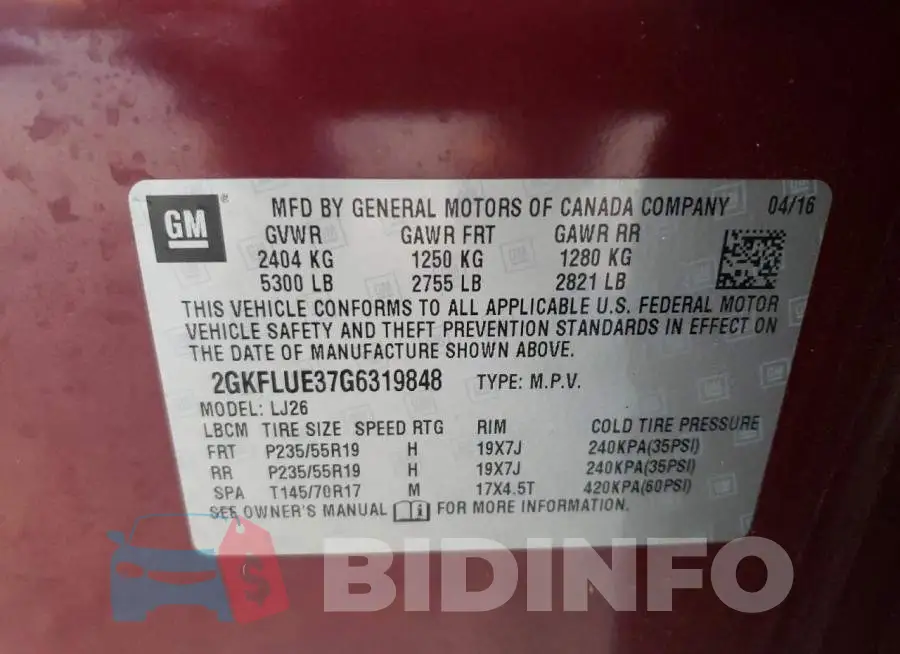 2GKFLUE37G6319848 Photo# 13