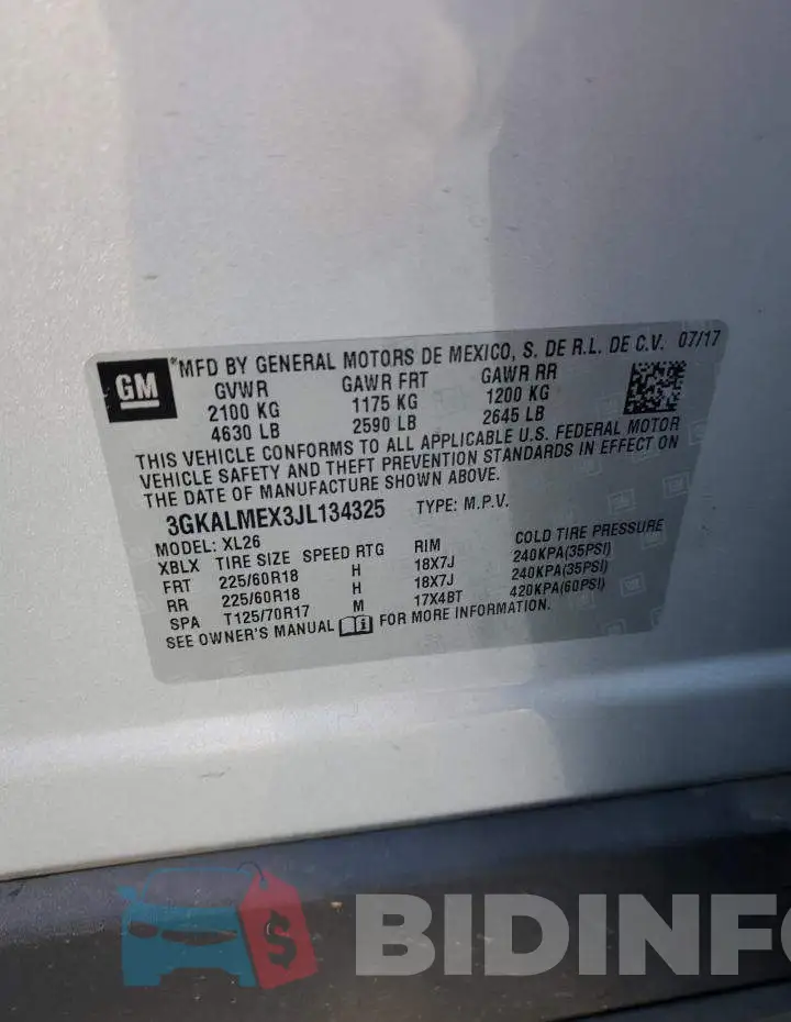 3GKALMEX3JL134325 Photo# 12