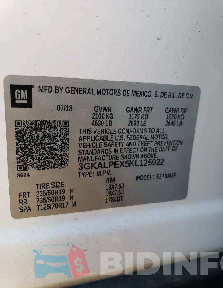 3GKALPEX5KL125922 Photo# 13