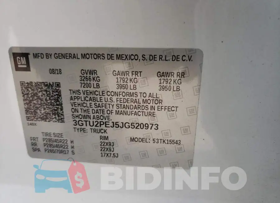 3GTU2PEJ5JG520973 Photo# 10