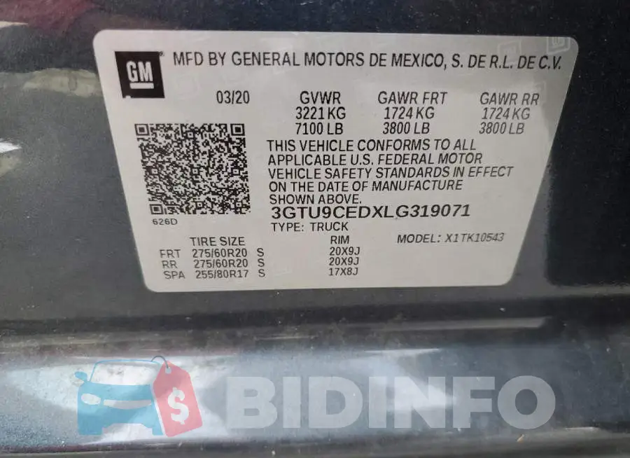 3GTU9CEDXLG319071 Photo# 12