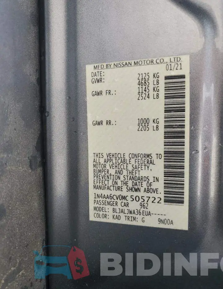 1N4AA6CV0MC505722 Photo# 12