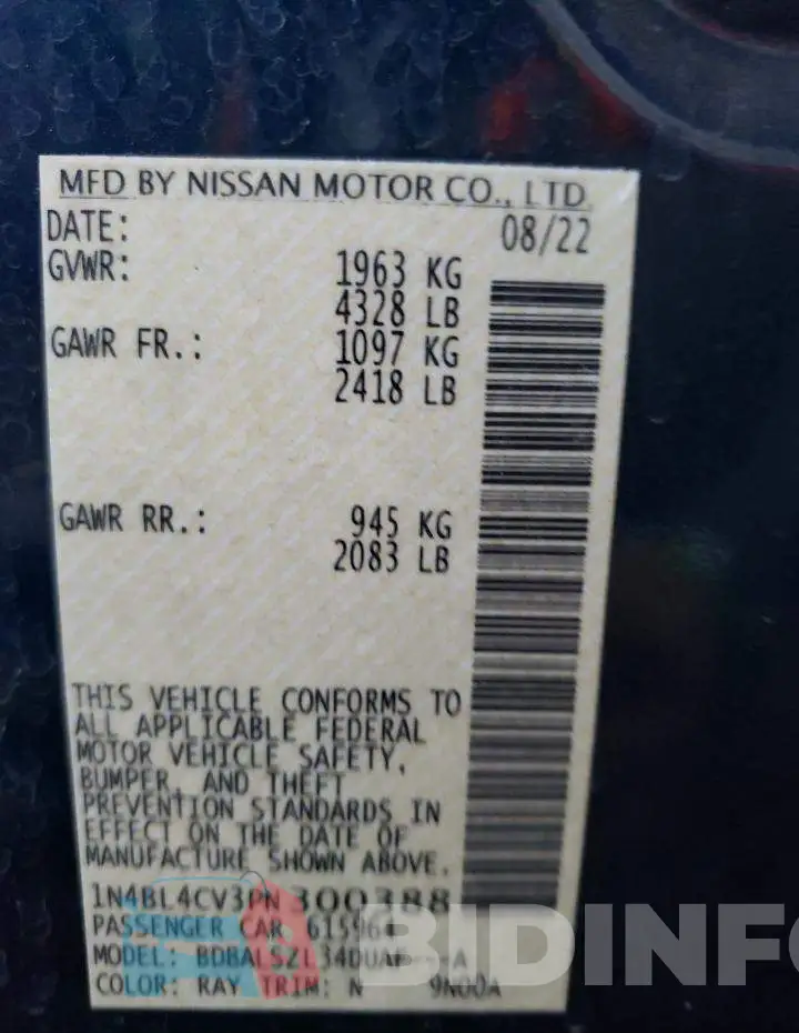 1N4BL4CV3PN300388 Photo# 12
