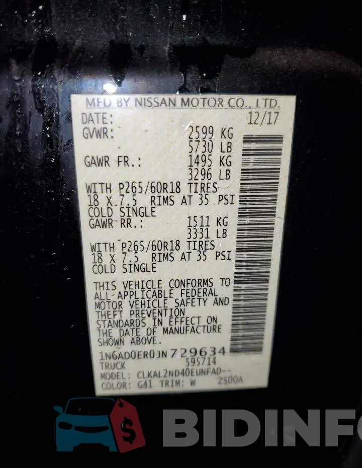 1N6AD0ER0JN729634 Photo# 12