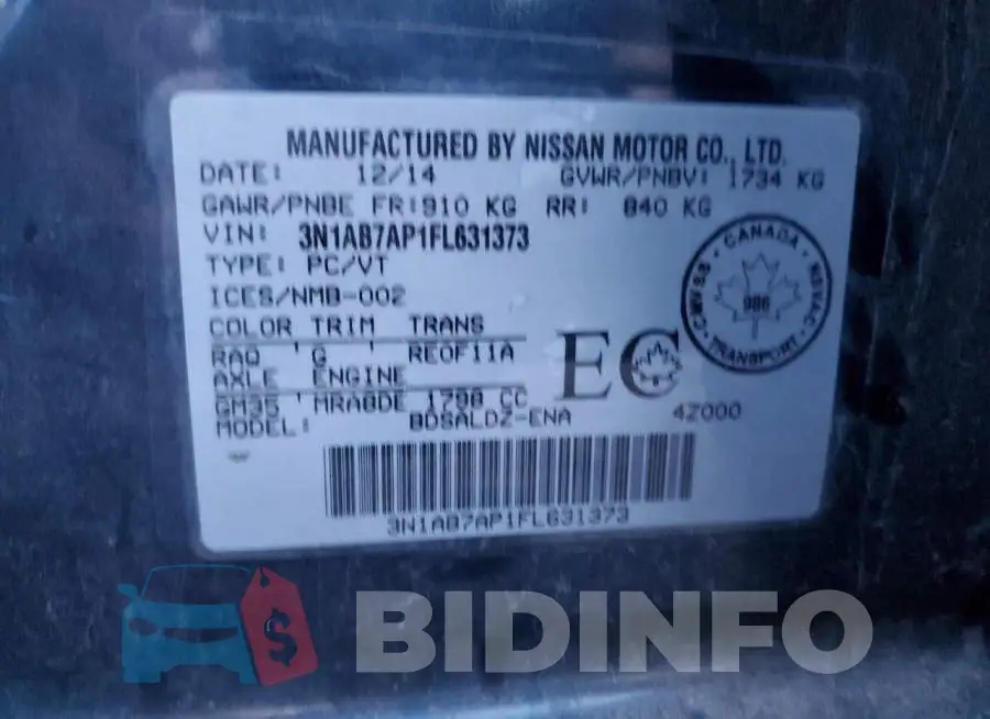 3N1AB7AP1FL631373 Photo# 12