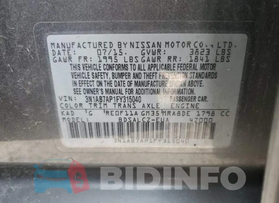3N1AB7AP1FY315040 Photo# 13