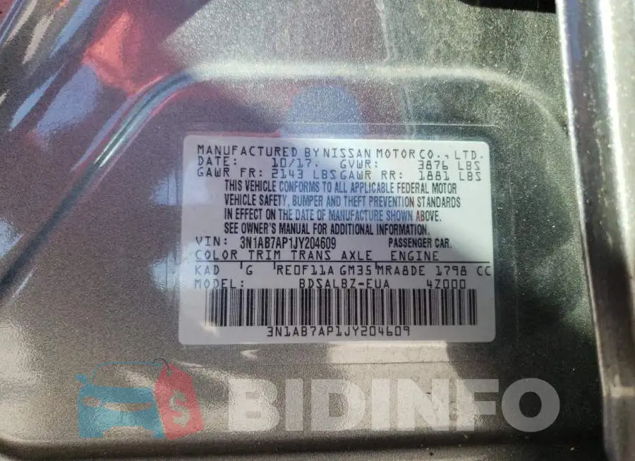 3N1AB7AP1JY204609 Photo# 13