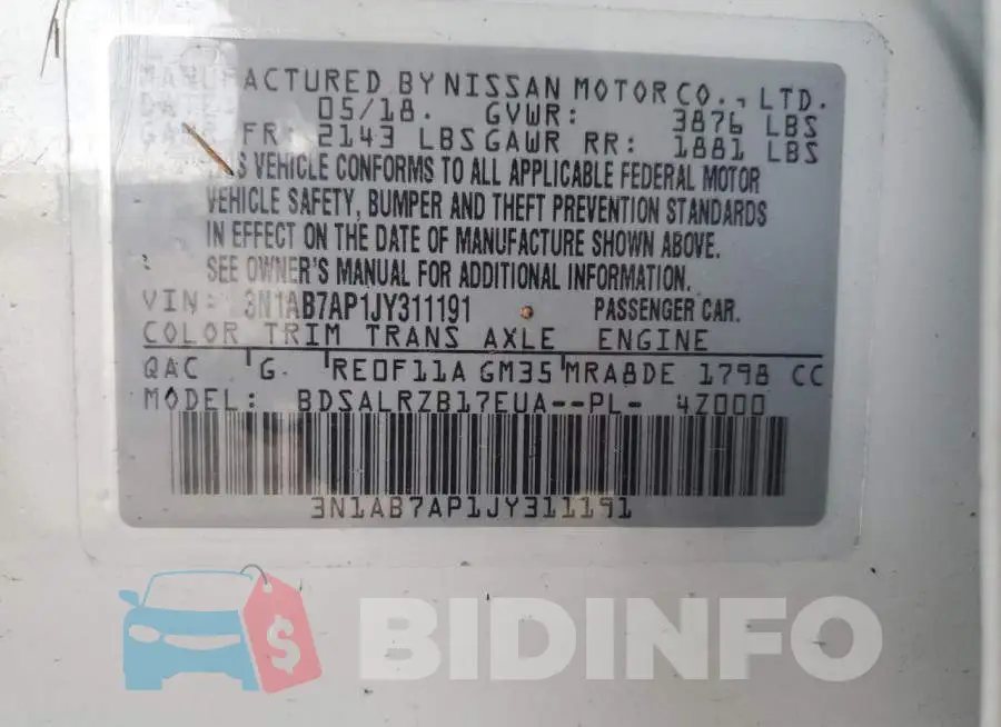 3N1AB7AP1JY311191 Photo# 12
