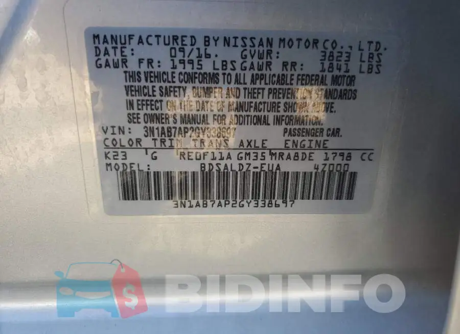 3N1AB7AP2GY338697 Photo# 12