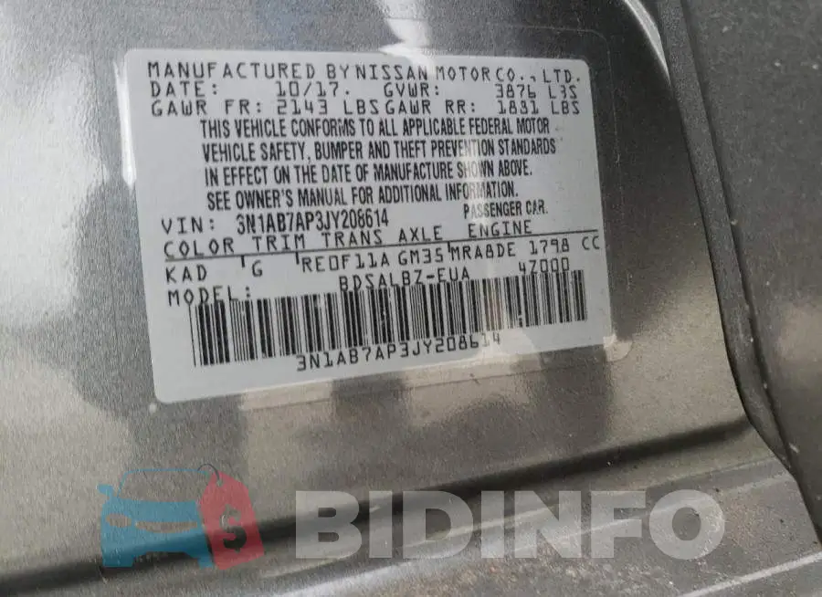 3N1AB7AP3JY208614 Photo# 12