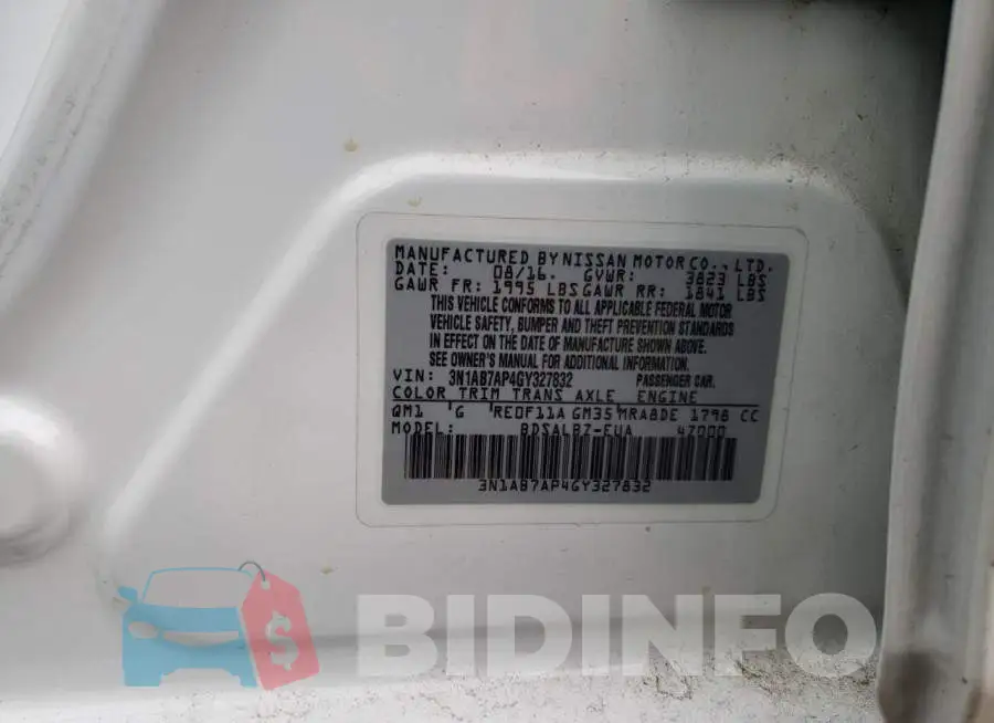 3N1AB7AP4GY327832 Photo# 12