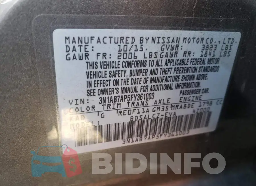 3N1AB7AP5FY361003 Photo# 13