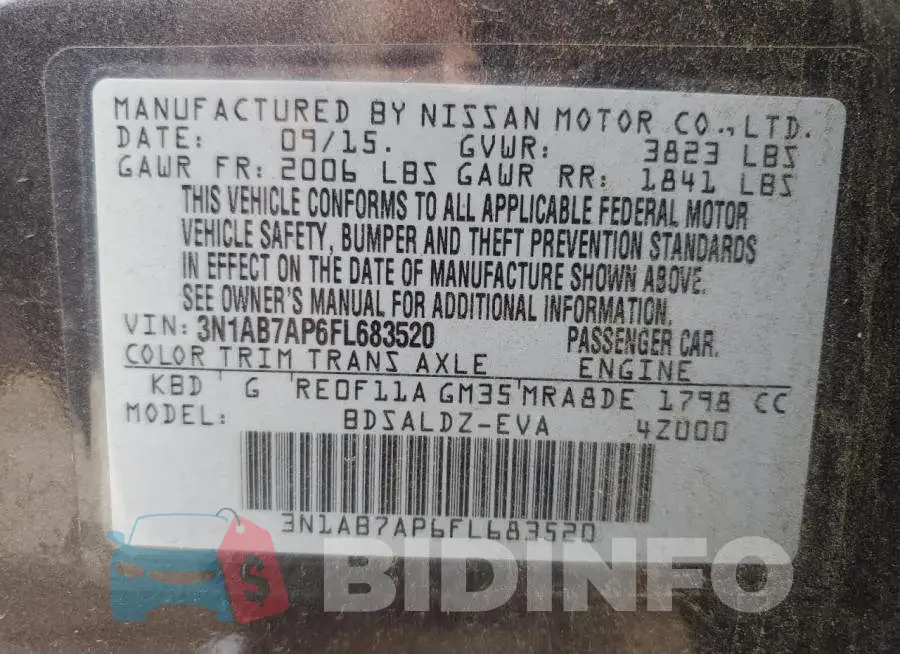 3N1AB7AP6FL683520 Photo# 12
