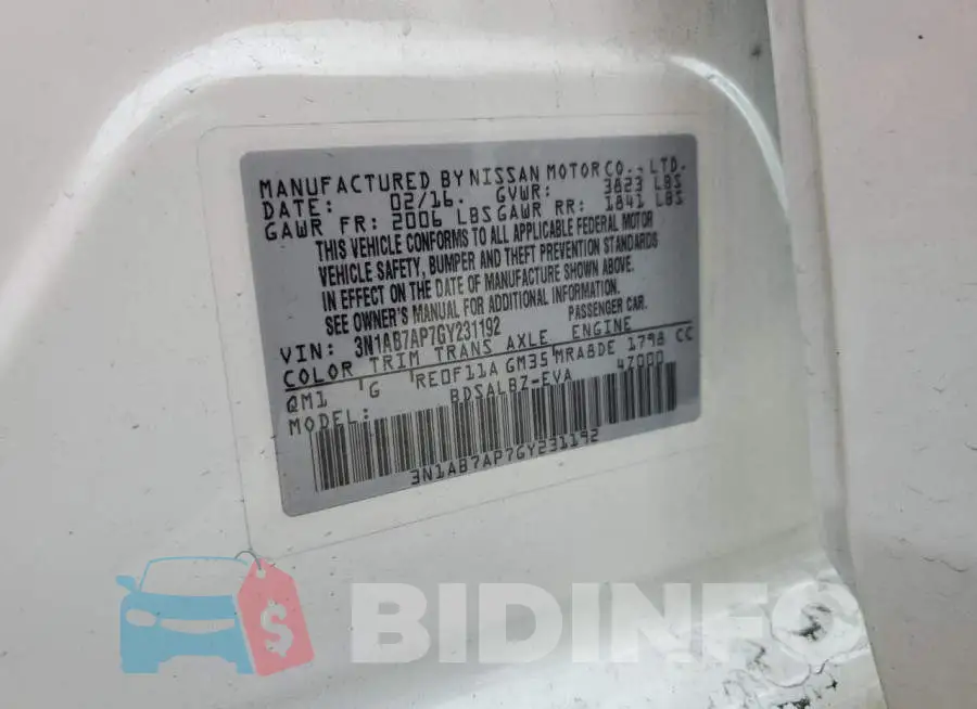 3N1AB7AP7GY231192 Photo# 12