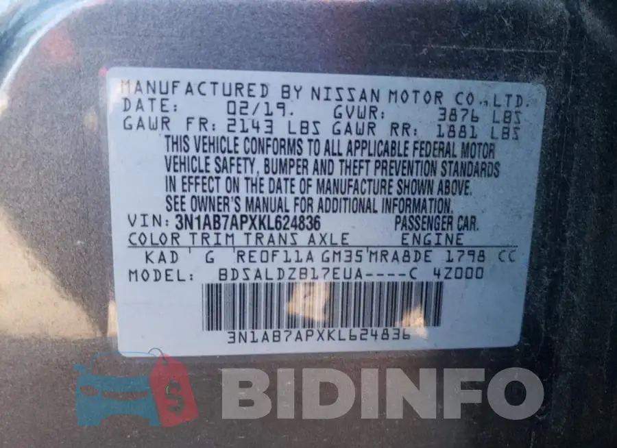 3N1AB7APXKL624836 Photo# 13