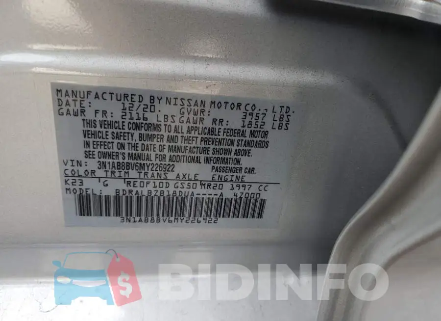 3N1AB8BV6MY226922 Photo# 12