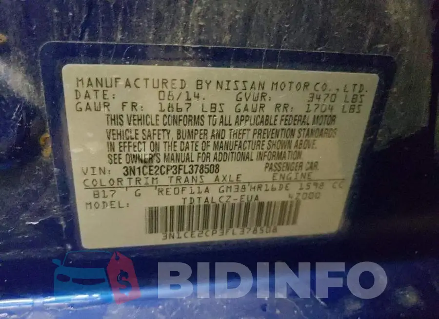 3N1CE2CP3FL378508 Photo# 12