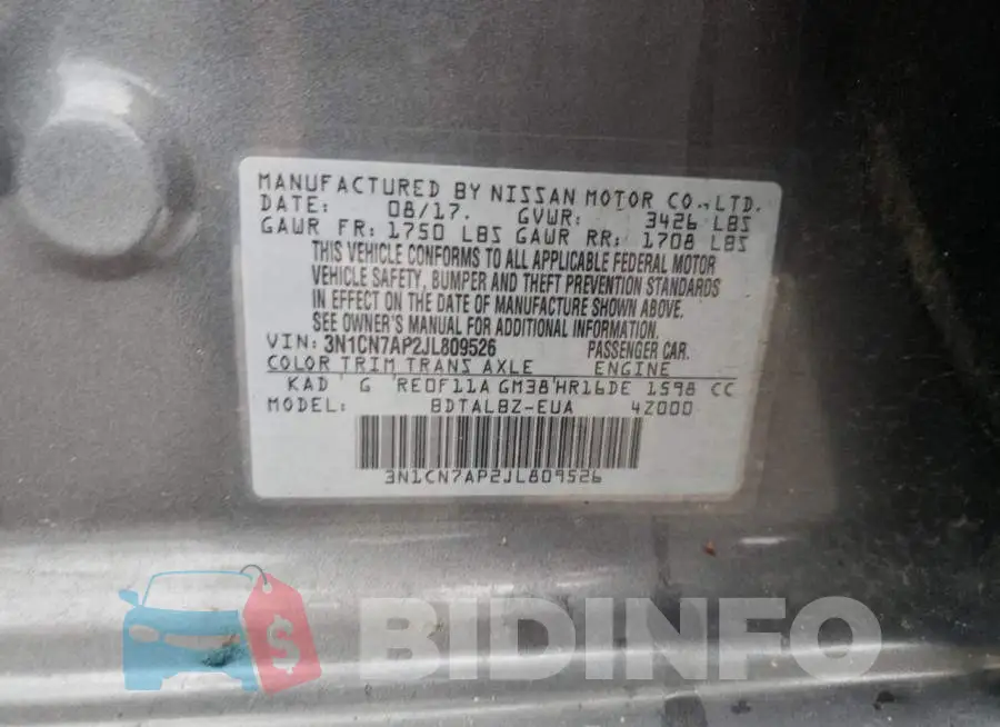 3N1CN7AP2JL809526 Photo# 12