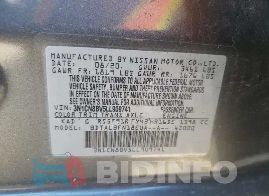 3N1CN8BV5LL909741 Photo# 12