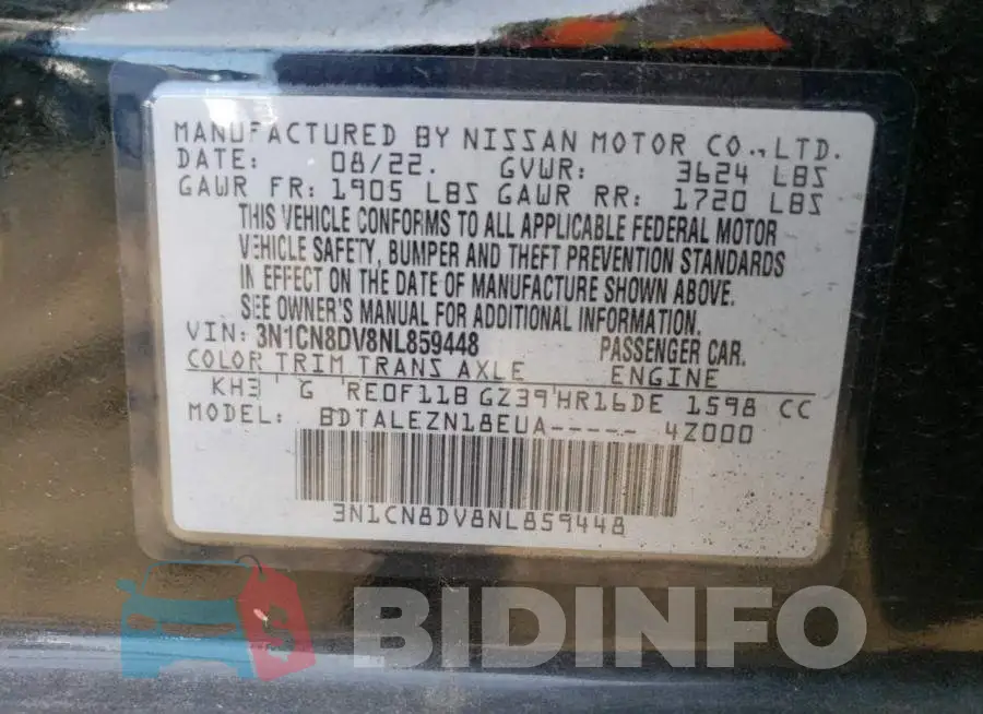 3N1CN8DV8NL859448 Photo# 12