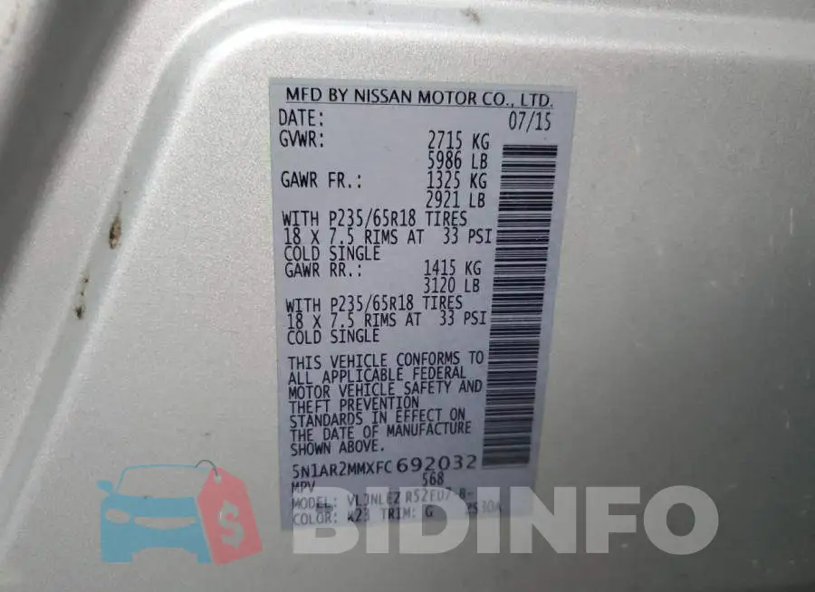 5N1AR2MMXFC692032 Photo# 13