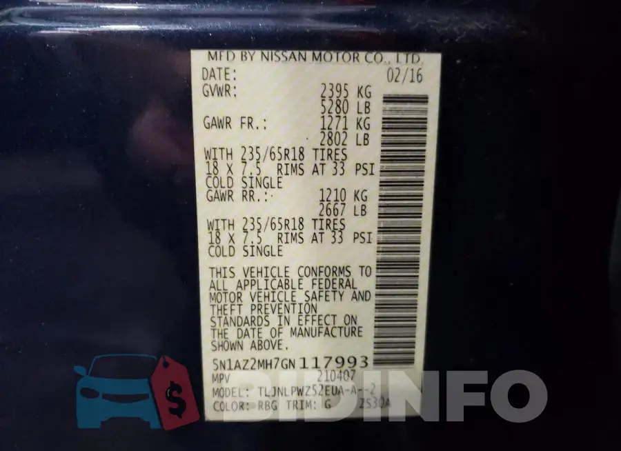5N1AZ2MH7GN117993 Photo# 13