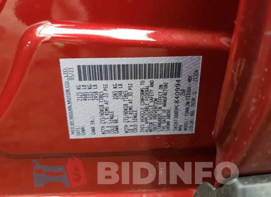 5N1BT3BB0PC840994 Photo# 12