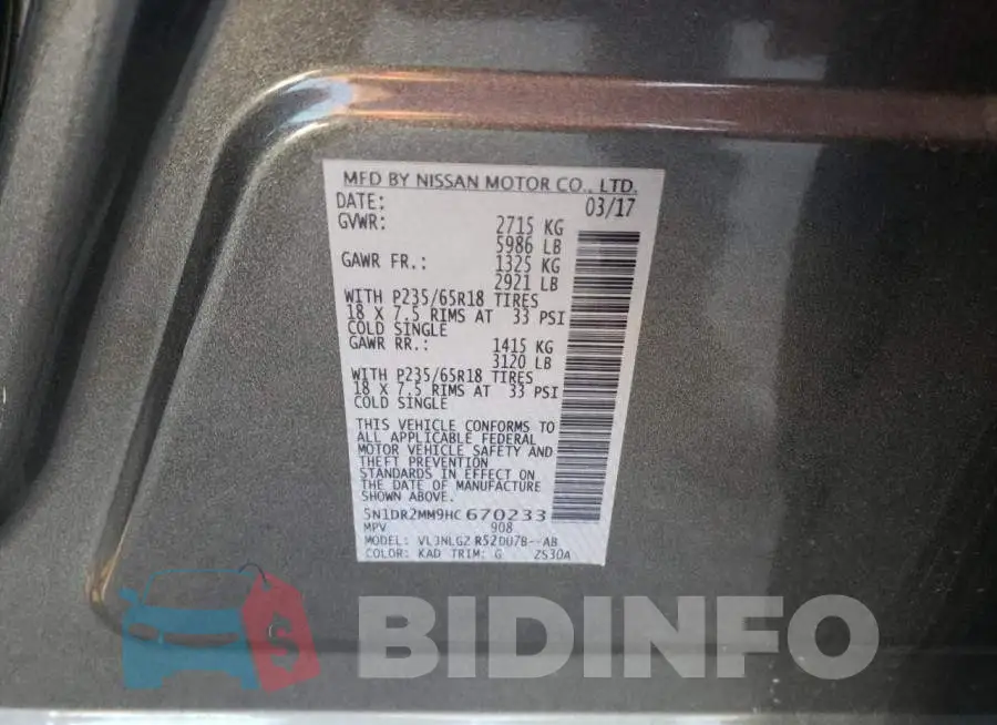 5N1DR2MM9HC670233 Photo# 13