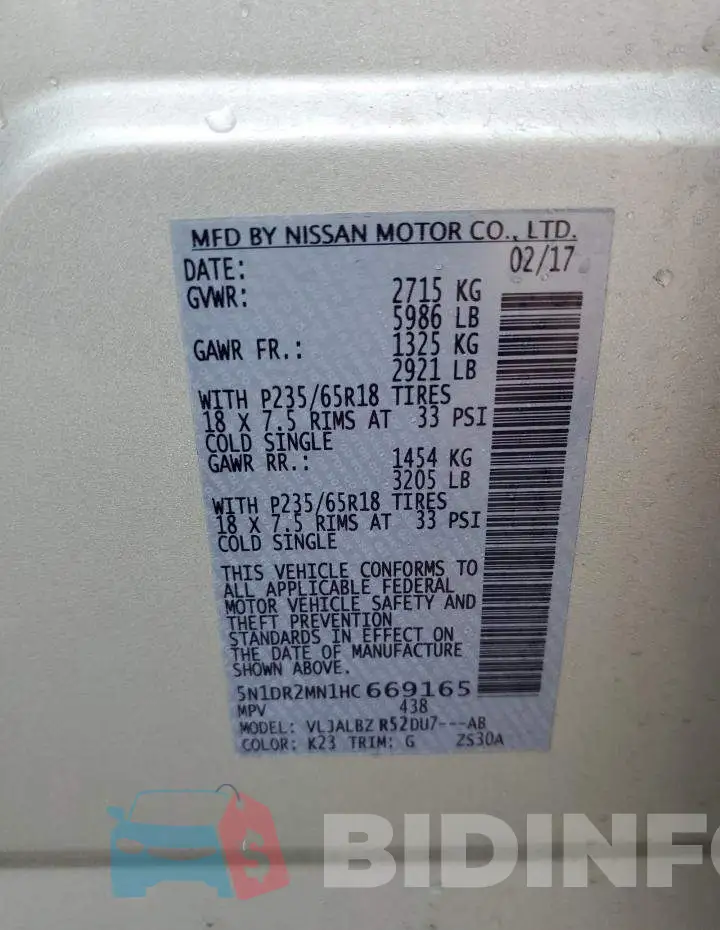 5N1DR2MN1HC669165 Photo# 13