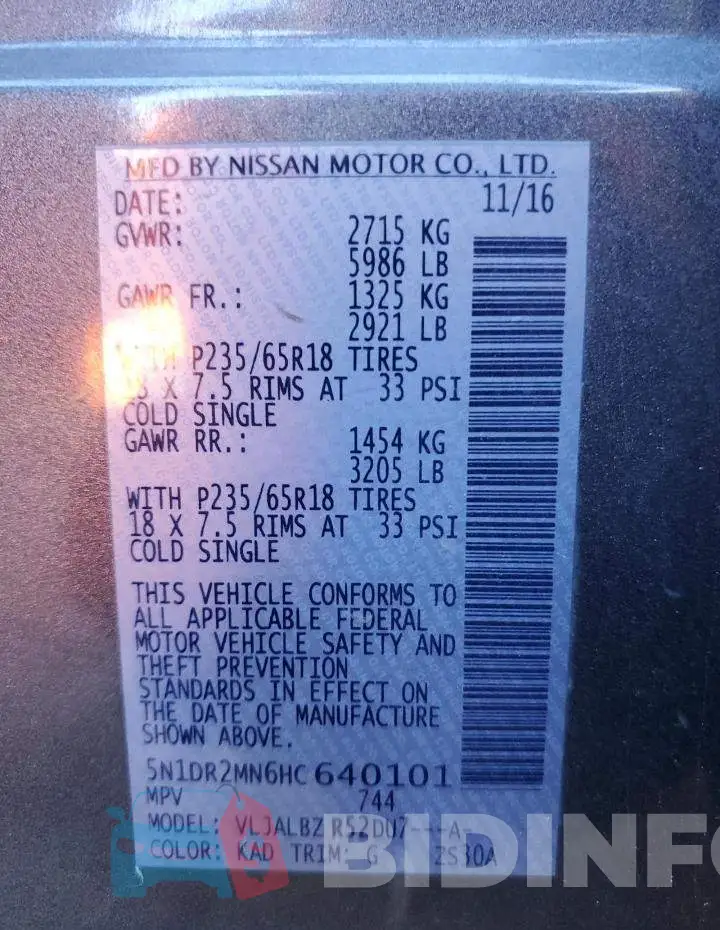 5N1DR2MN6HC640101 Photo# 13