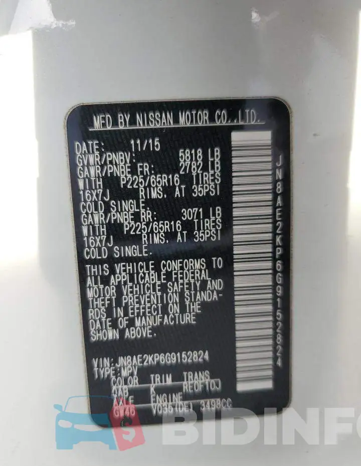 JN8AE2KP6G9152824 Photo# 13