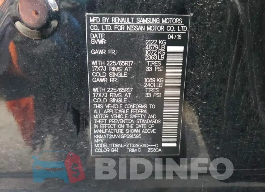 KNMAT2MV4GP691595 Photo# 13