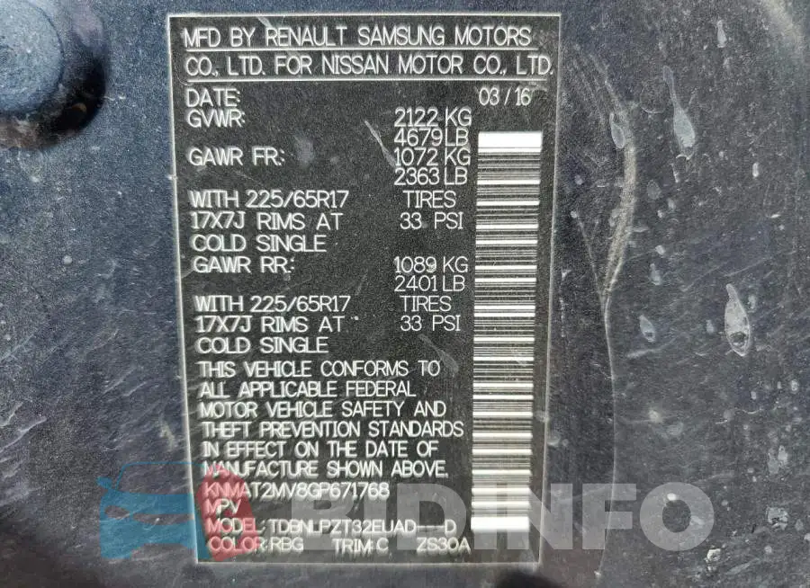 KNMAT2MV8GP671768 Photo# 13