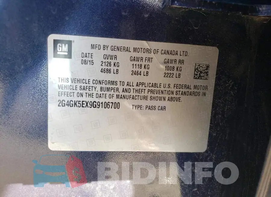 2G4GK5EX9G9106700 Photo# 13