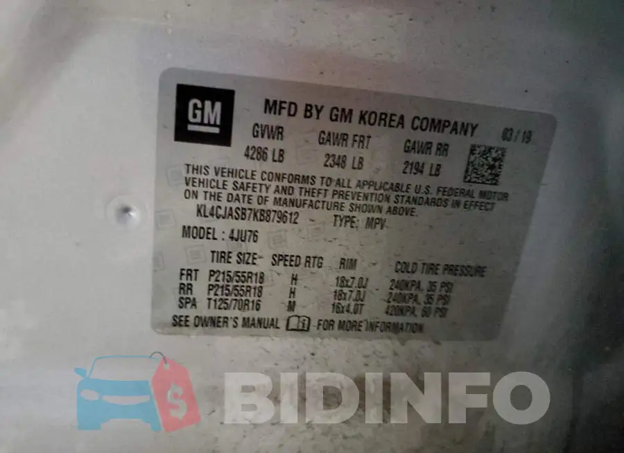 KL4CJASB7KB879612 Photo# 12