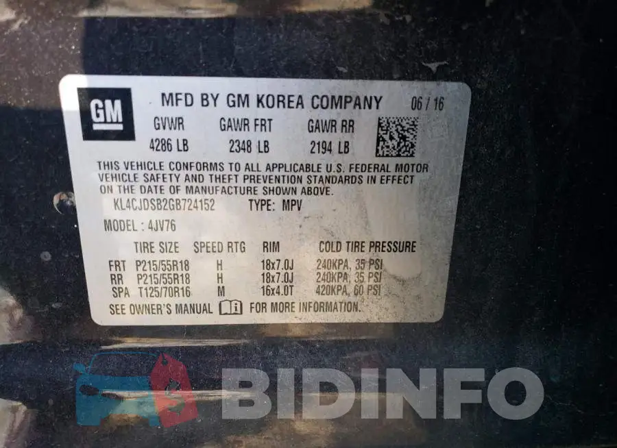 KL4CJDSB2GB724152 Photo# 13