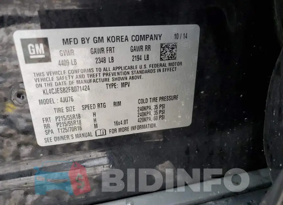 KL4CJESB2FB071424 Photo# 13